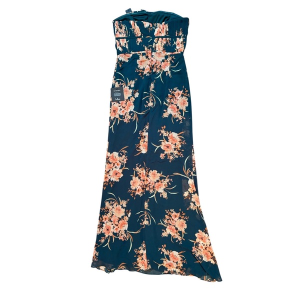 Lulus Enchanting Garden Emerald Floral Cutout Bow Strapless Maxi Dress - Picture 9 of 12